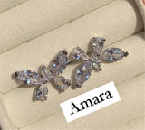 Amara open double butterfly crystal ring