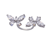 Amara open double butterfly crystal ring