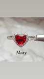 Mary red heart cut cubic zirconia luxury crystal ring