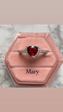 Mary red heart cut cubic zirconia luxury crystal ring