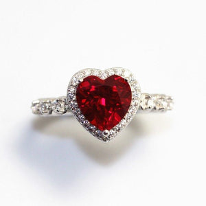 Mary red heart cut cubic zirconia luxury crystal ring