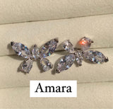 Amara open double butterfly crystal ring