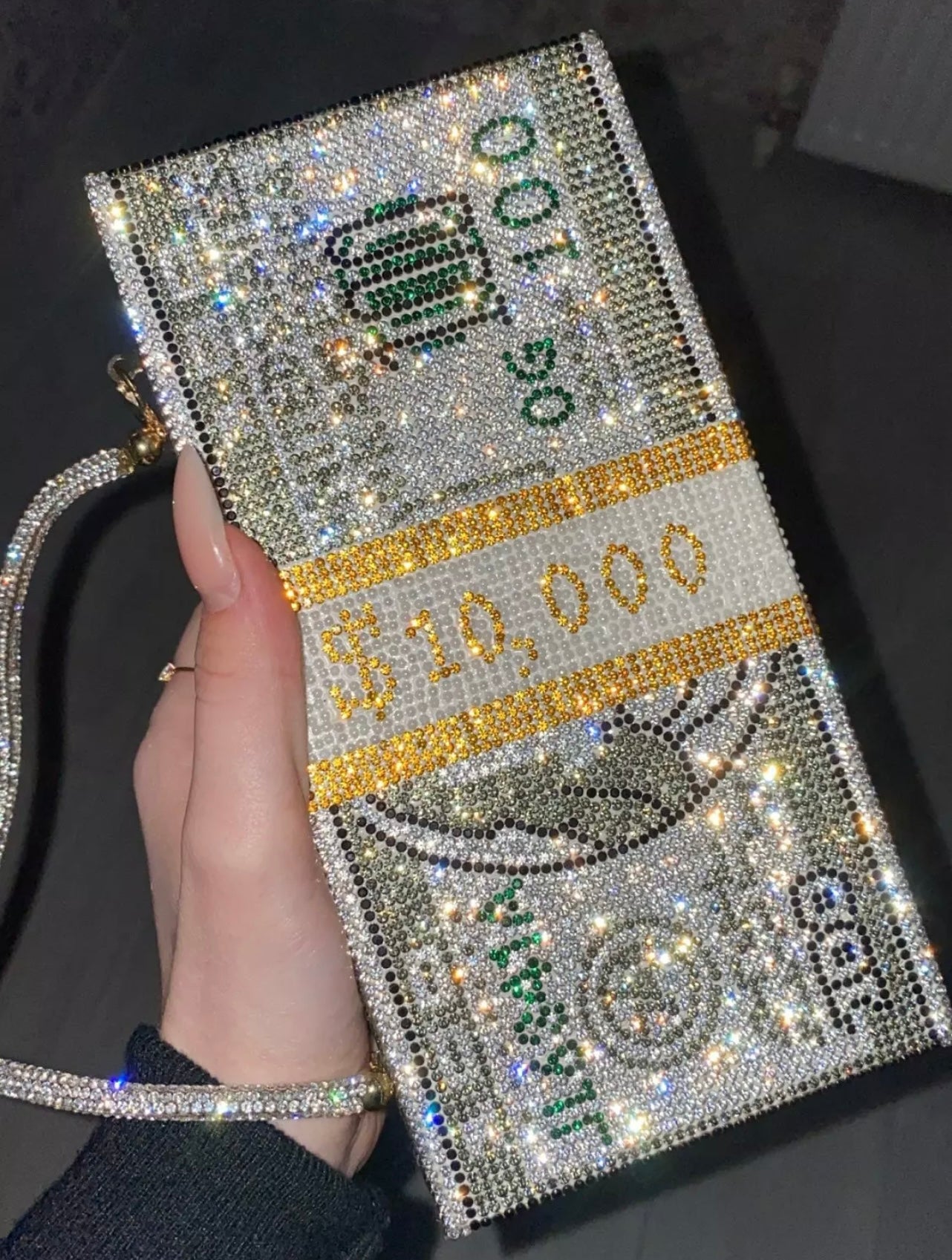 Sliver 10 000 bling money clutch Envy Boutique uk