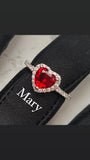 Mary red heart cut cubic zirconia luxury crystal ring